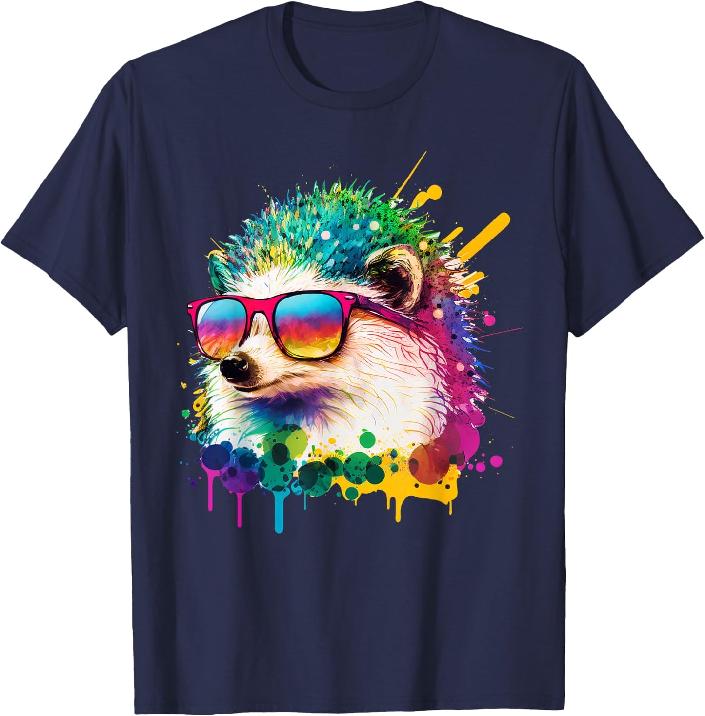 Cute Hedgehog Lover Animal on Hedgehog T-Shirt - T-Shirt | Navy