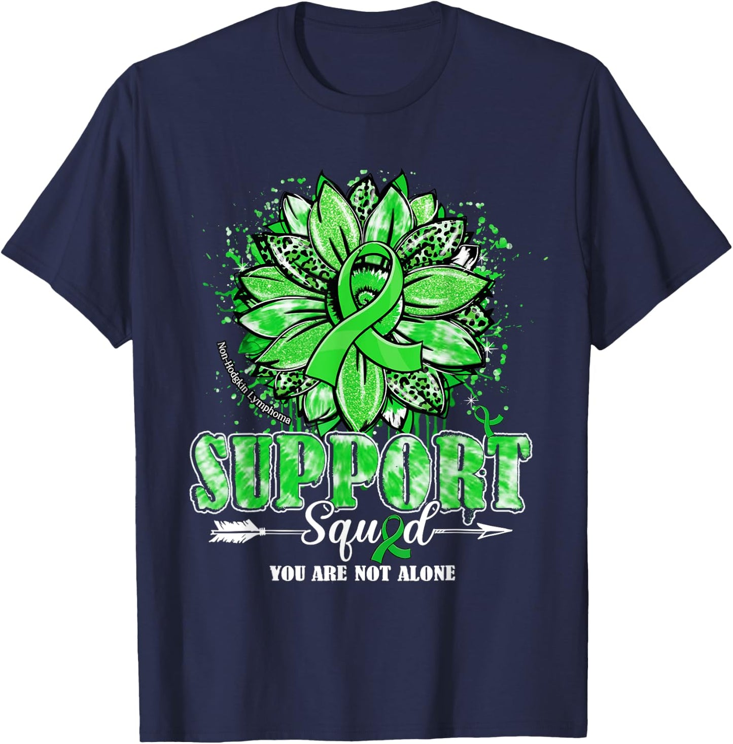 Sunflower Support Squad Non-Hodgkin Lymphoma Awareness Gifts T-Shirt - T-Shirt | Navy