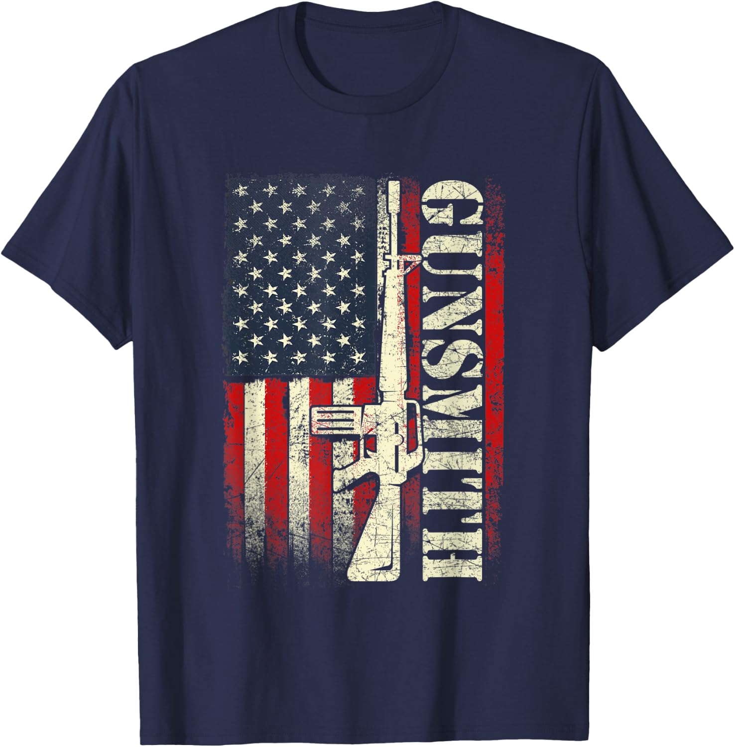 Gunsmith - USA American Flag Gunsmithing Gun Builder Rifle Men T-Shirt - T-Shirt | Navy