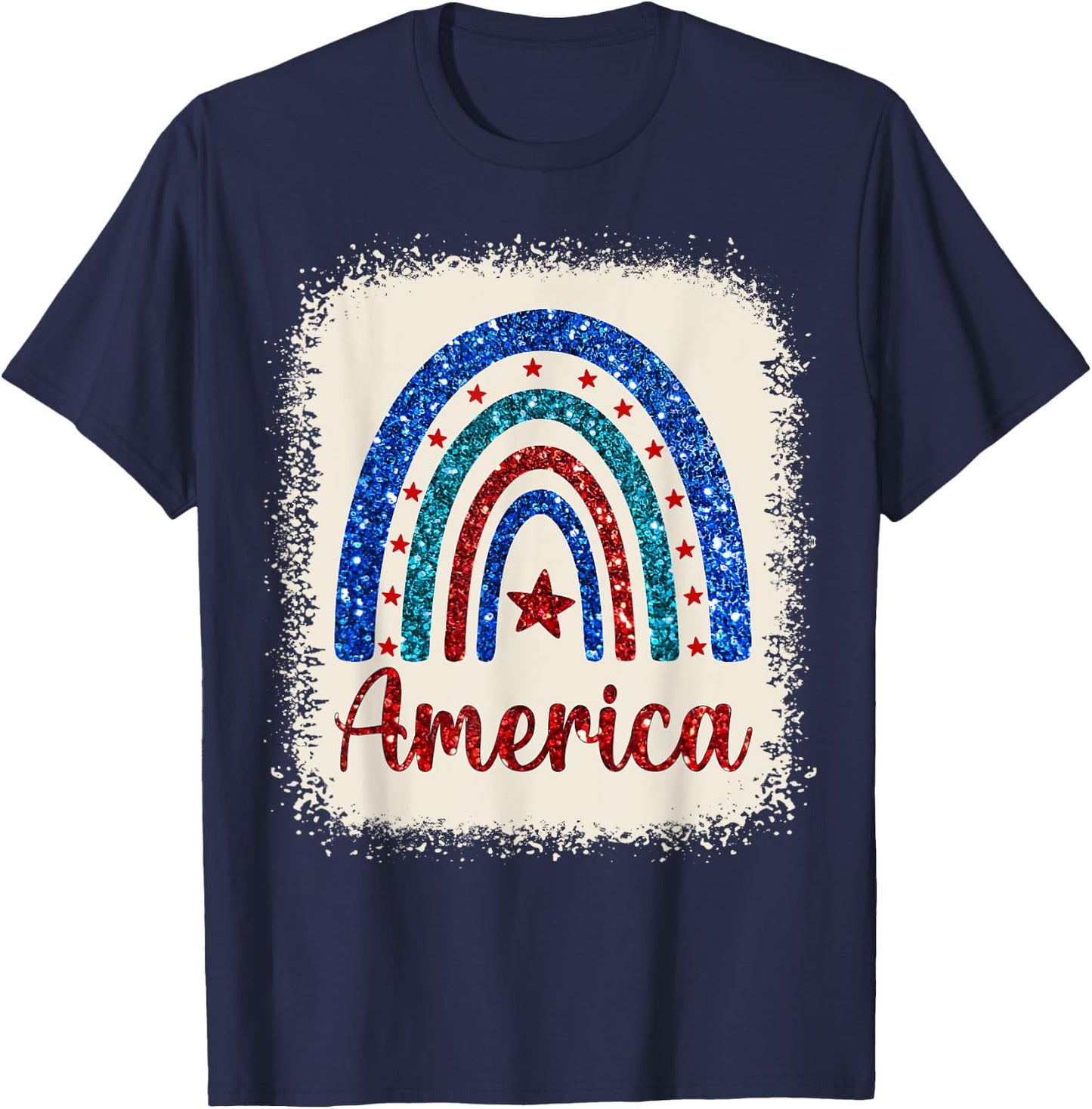 4th of July Patriotic Bleached Rainbow America USA Flag T-Shirt - T-Shirt | Navy