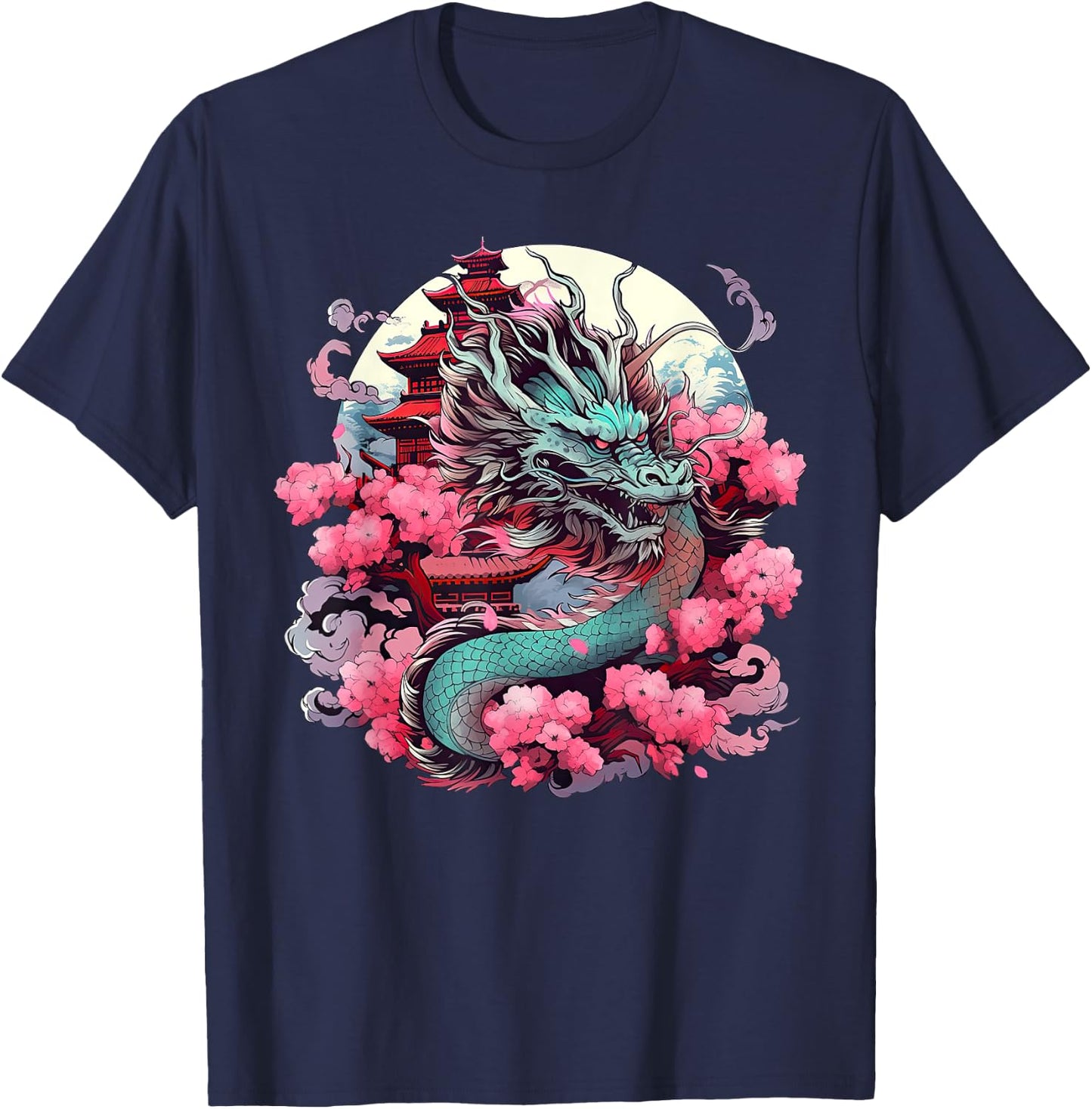 Tokyo Asian inspired vintage style 80s retro Japanese Dragon T-Shirt - T-Shirt | Navy
