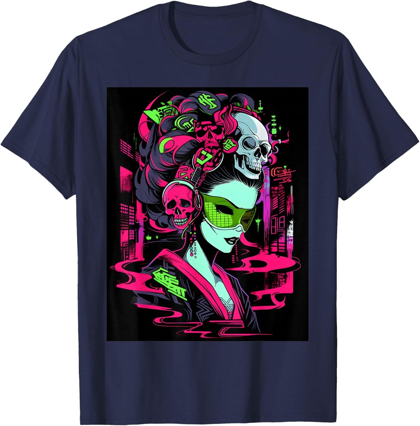 Fashion-Forward Trendy Graphic: Design Showcases a Skull T-Shirt - T-Shirt | Navy