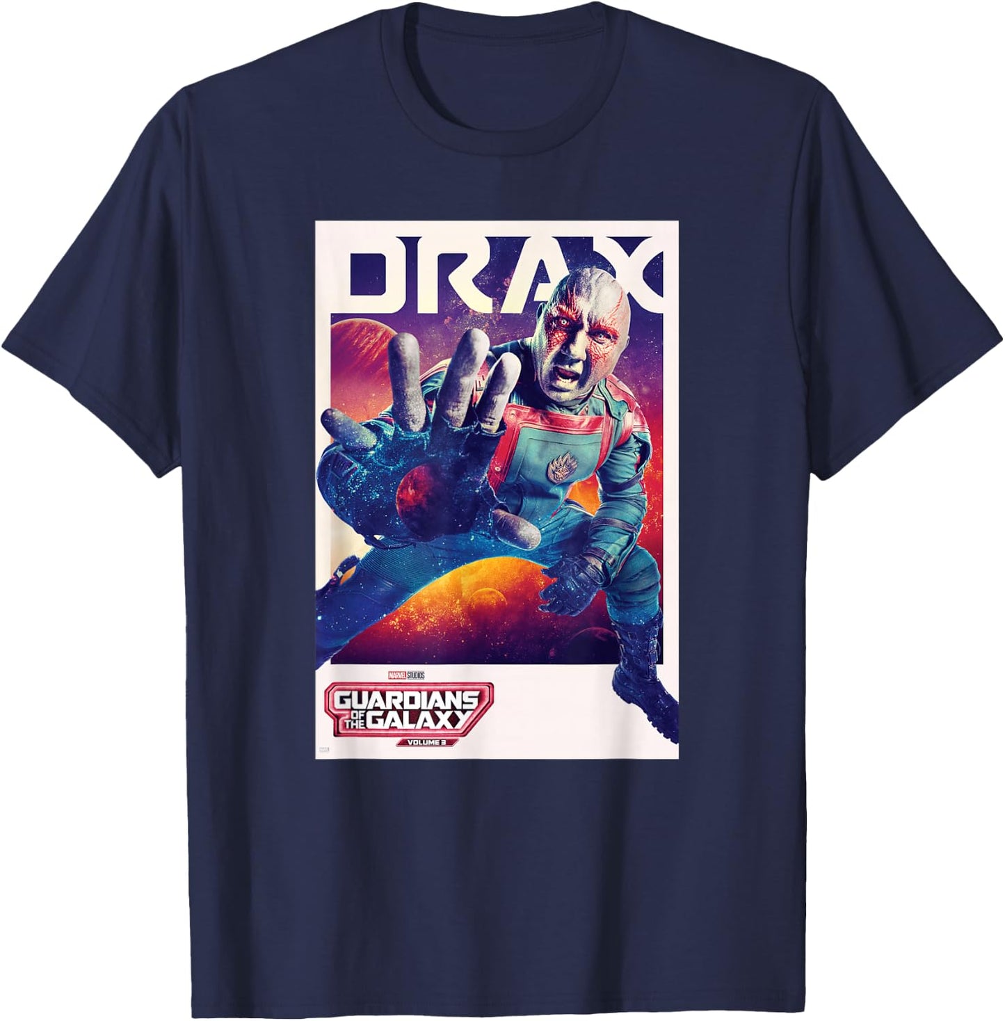 Marvel Guardians of The Galaxy Volume 3 Drax Poster T-Shirt - T-Shirt | Navy