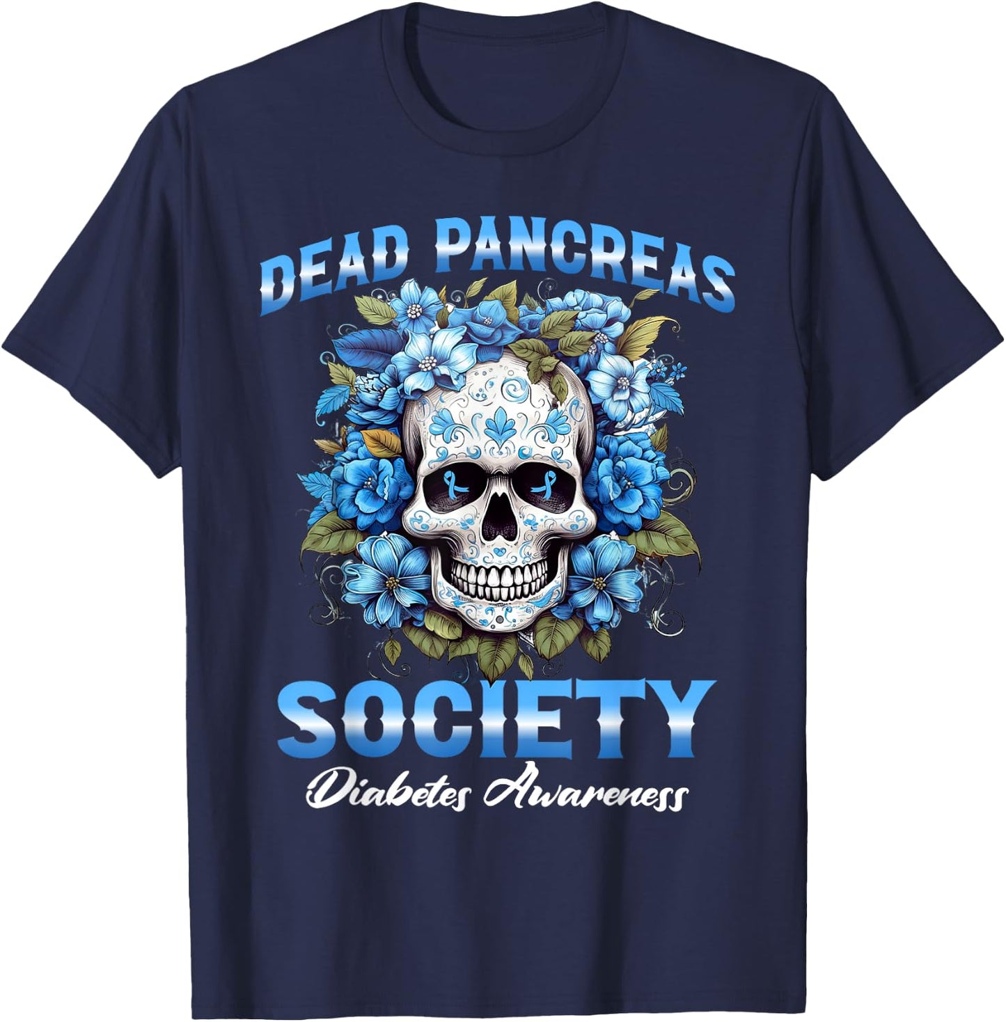 Dead Pancreas Society Diabetes Awareness Skull T-Shirt - T-Shirt | Navy