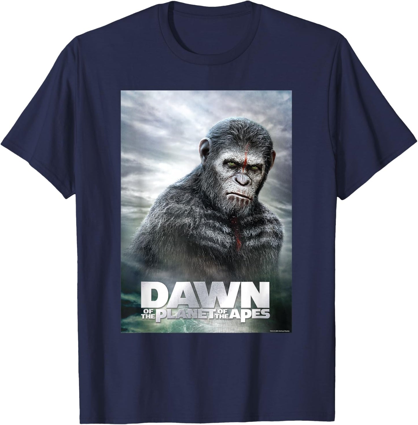 Dawn of The Planet of The Apes Caesar in Paint Movie Poster T-Shirt - T-Shirt | Navy