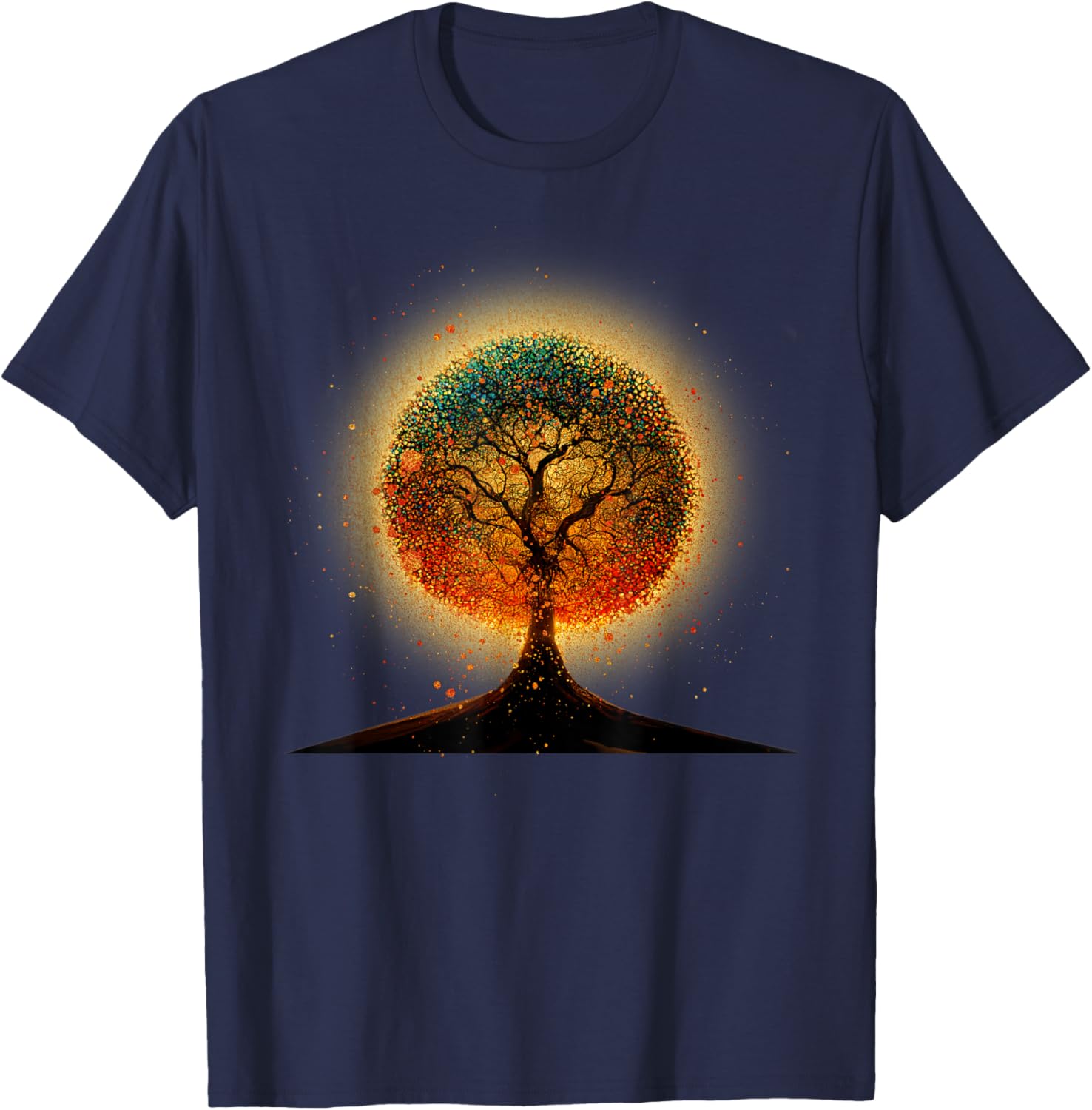 Colorful Tree Life Is Really Good Tree Art Earth Day T-Shirt - T-Shirt | Navy