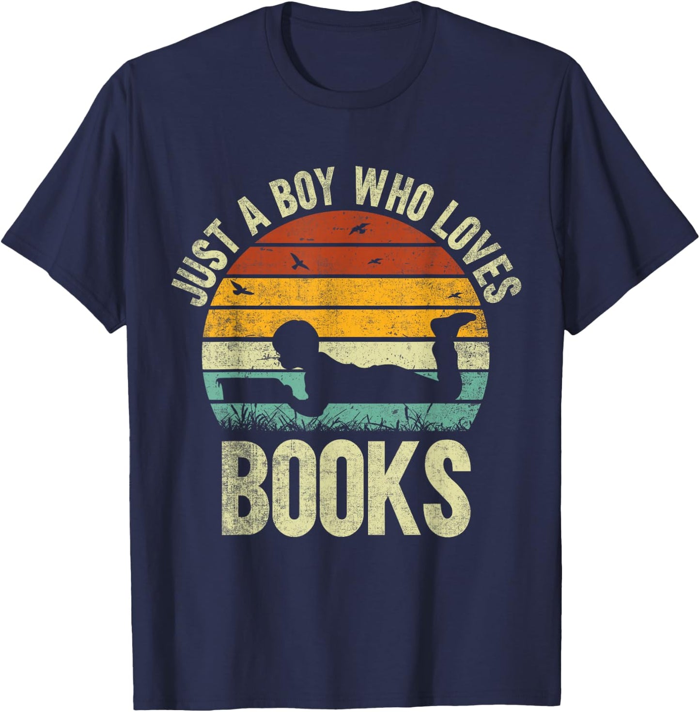 Just A Boy Who Loves Books. Funny Reading Lovers T-Shirt - T-Shirt | Navy