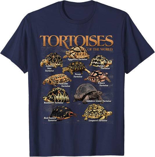 Tortoises Animals of The World Educational Sea Turtle Lover T-Shirt - T-Shirt | Navy