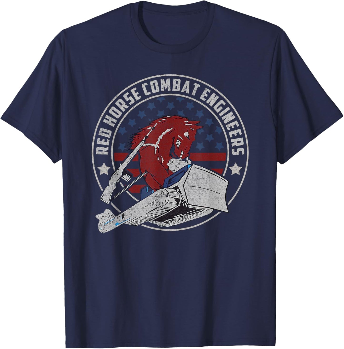 RED HORSE Combat Engineer US Military T-Shirt - T-Shirt | Navy