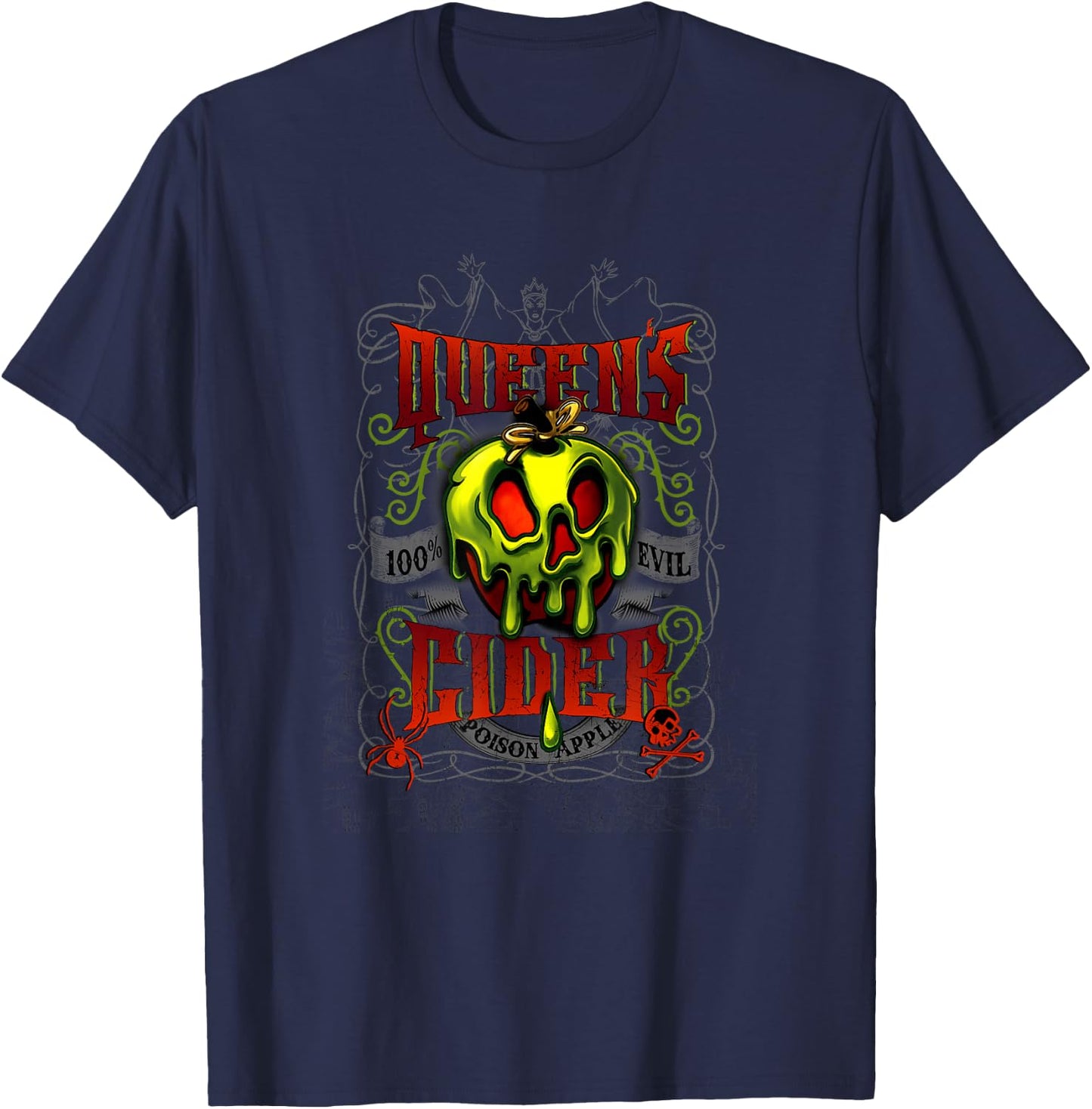 Disney Snow White Queen's Cider Poison Apple 100% Evil Logo T-Shirt - T-Shirt | Navy