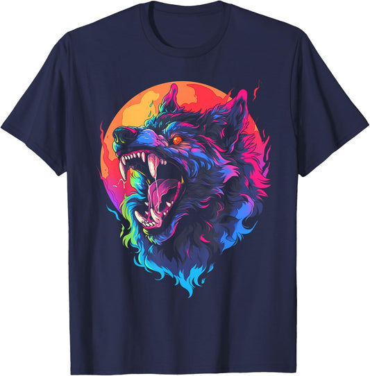 Horror Werewolf Head Halloween Mythology Wolf Shifter Lycan T-Shirt - T-Shirt | Navy