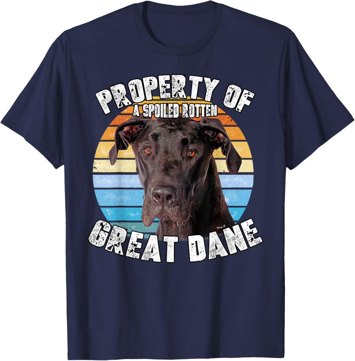Great Dane Black Vintage Retro Property Of T-Shirt - T-Shirt | Navy