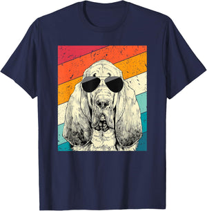 Retro Vintage Bloodhound with Sunglasses Dog Lovers Men Women Girls Kids T-Shirt - T-Shirt | Navy