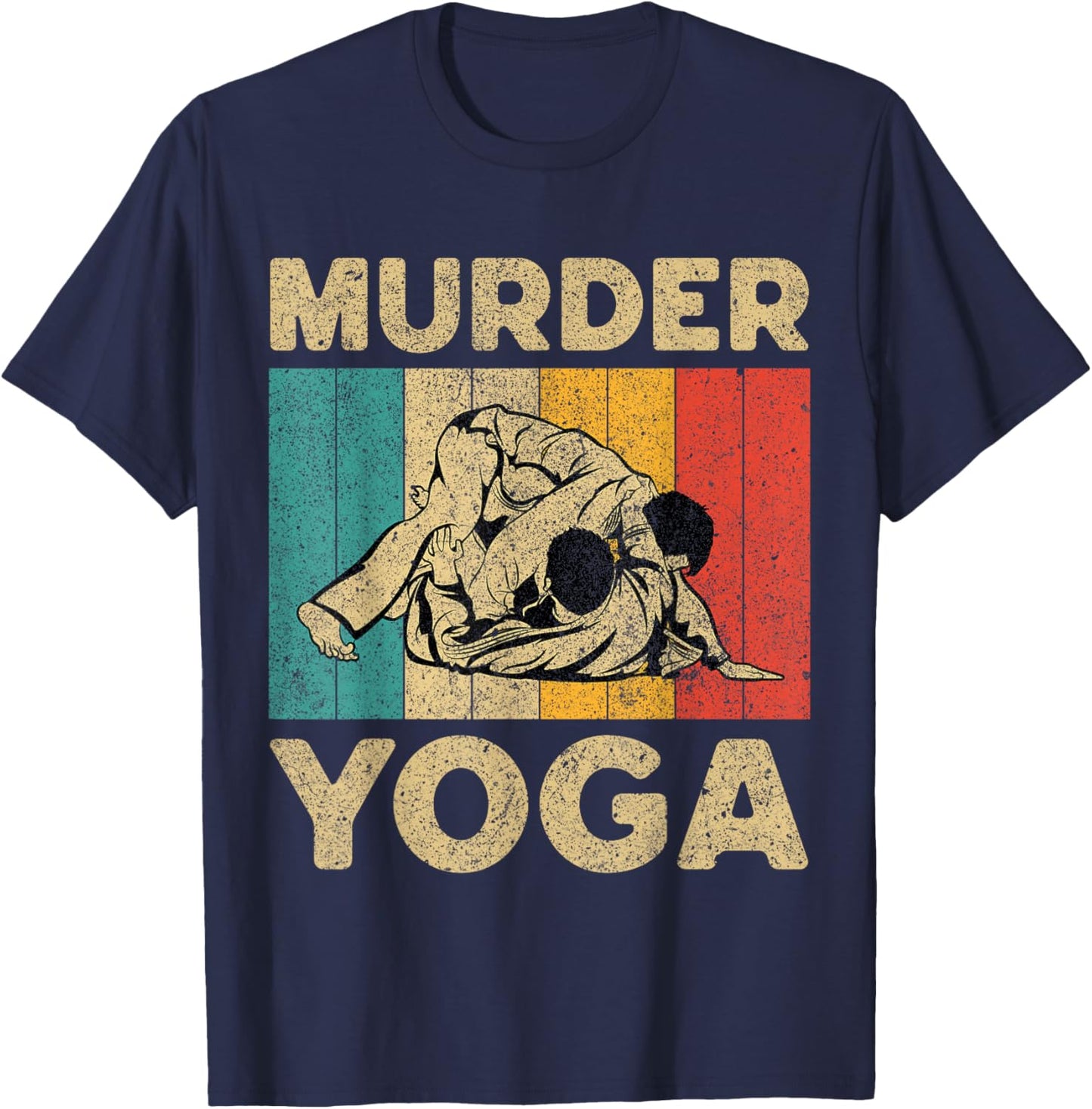 Murder Yoga Funny Vintage BJJ Brazilian Jiu Jitsu T-Shirt - T-Shirt | Navy