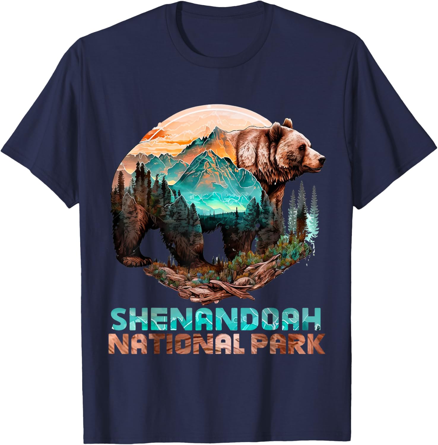 Shenandoah National Park Alaska Grizzly Bear Mountain Hike T-Shirt - T-Shirt | Navy