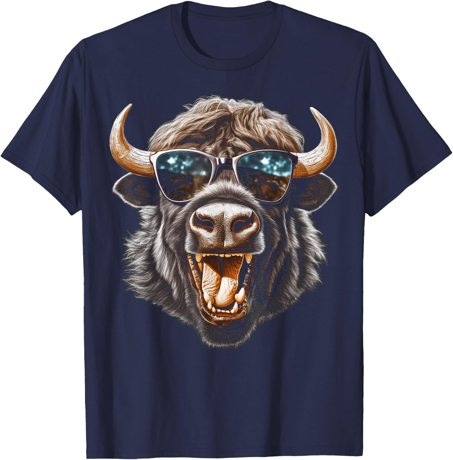 Western Buffalo sunglasses funny American Bison T-Shirt - T-Shirt | Navy