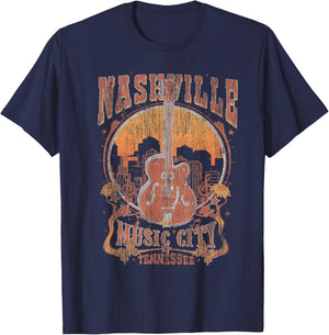 Nashville Tennessee Guitar Country Music City Guitarist T-Shirt - T-Shirt | Navy
