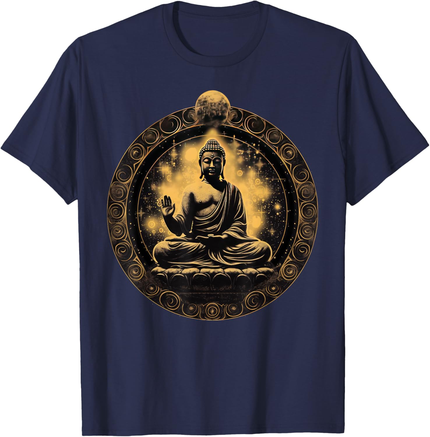 Buddha Buddhism Zen Spiritual Yoga Meditation Serenity T-Shirt - T-Shirt | Navy