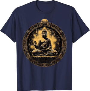 Buddha Buddhism Zen Spiritual Yoga Meditation Serenity T-Shirt - T-Shirt | Navy