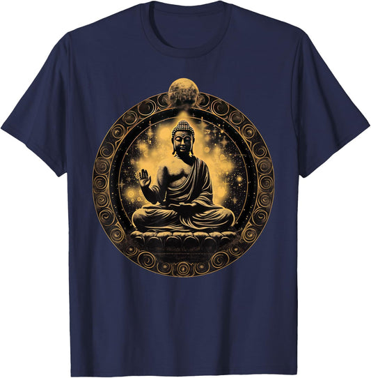 Buddha Buddhism Zen Spiritual Yoga Meditation Serenity T-Shirt - T-Shirt | Navy