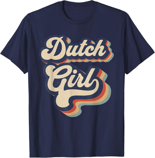Dutch Girl Vintage Retro Netherlands Pride T-Shirt - T-Shirt | Navy