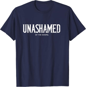 Unashamed Of The Gospel Christian Bible T-Shirt - T-Shirt | Navy