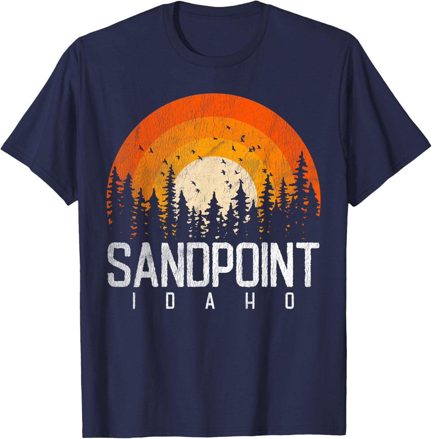 Sandpoint Idaho ID Shirt Retro Vintage 70s 80s 90s Gift T-Shirt - T-Shirt | Navy