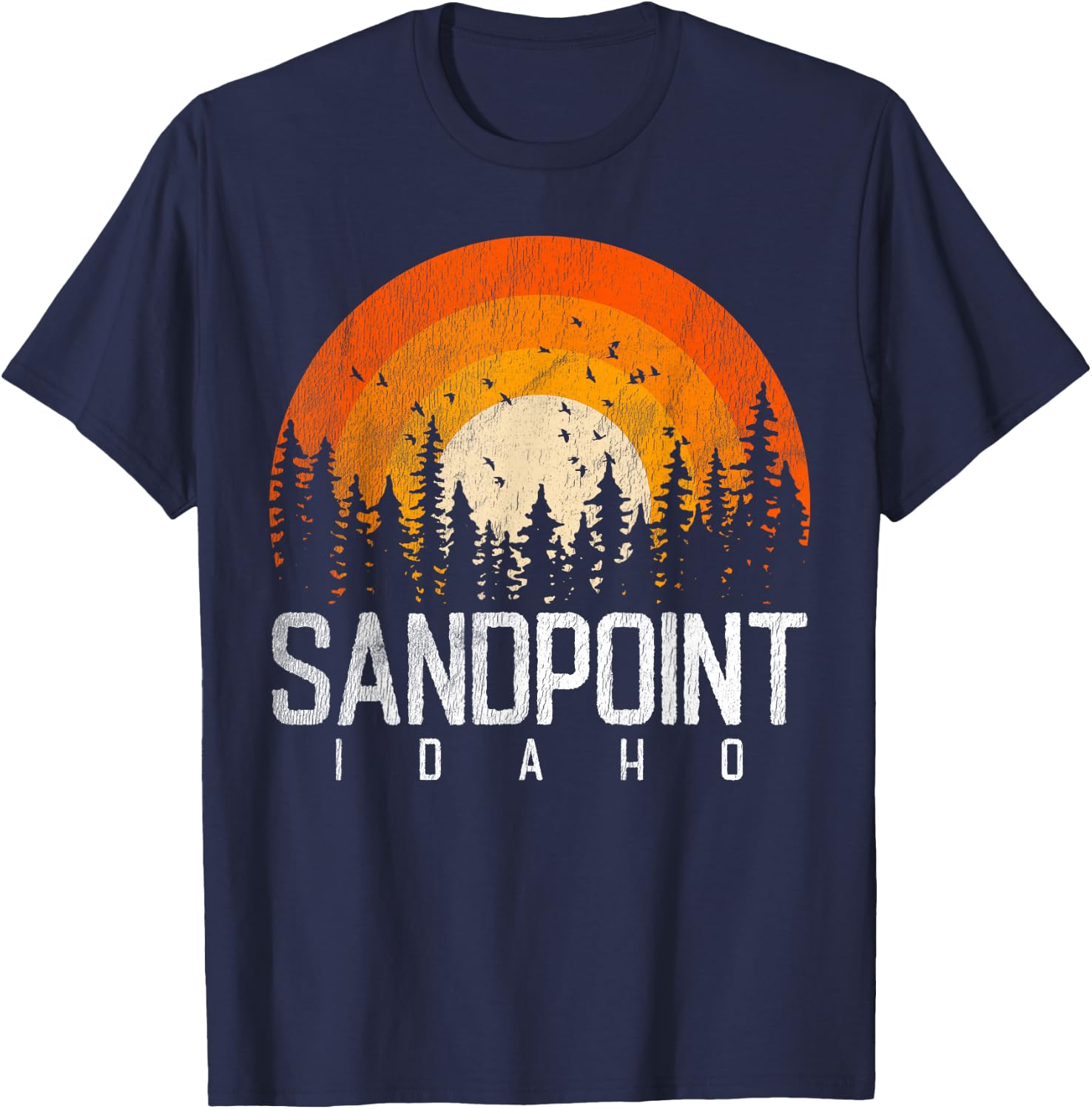 Sandpoint Idaho ID Shirt Retro Vintage 70s 80s 90s Gift T-Shirt - T-Shirt | Navy