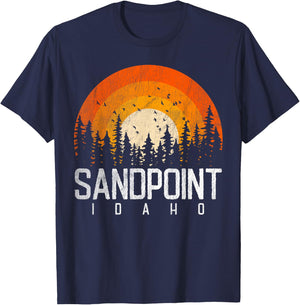 Sandpoint Idaho ID Shirt Retro Vintage 70s 80s 90s Gift T-Shirt - T-Shirt | Navy