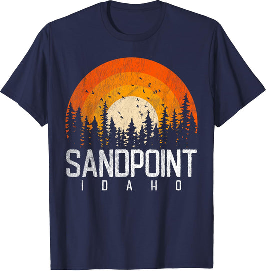 Sandpoint Idaho ID Shirt Retro Vintage 70s 80s 90s Gift T-Shirt - T-Shirt | Navy
