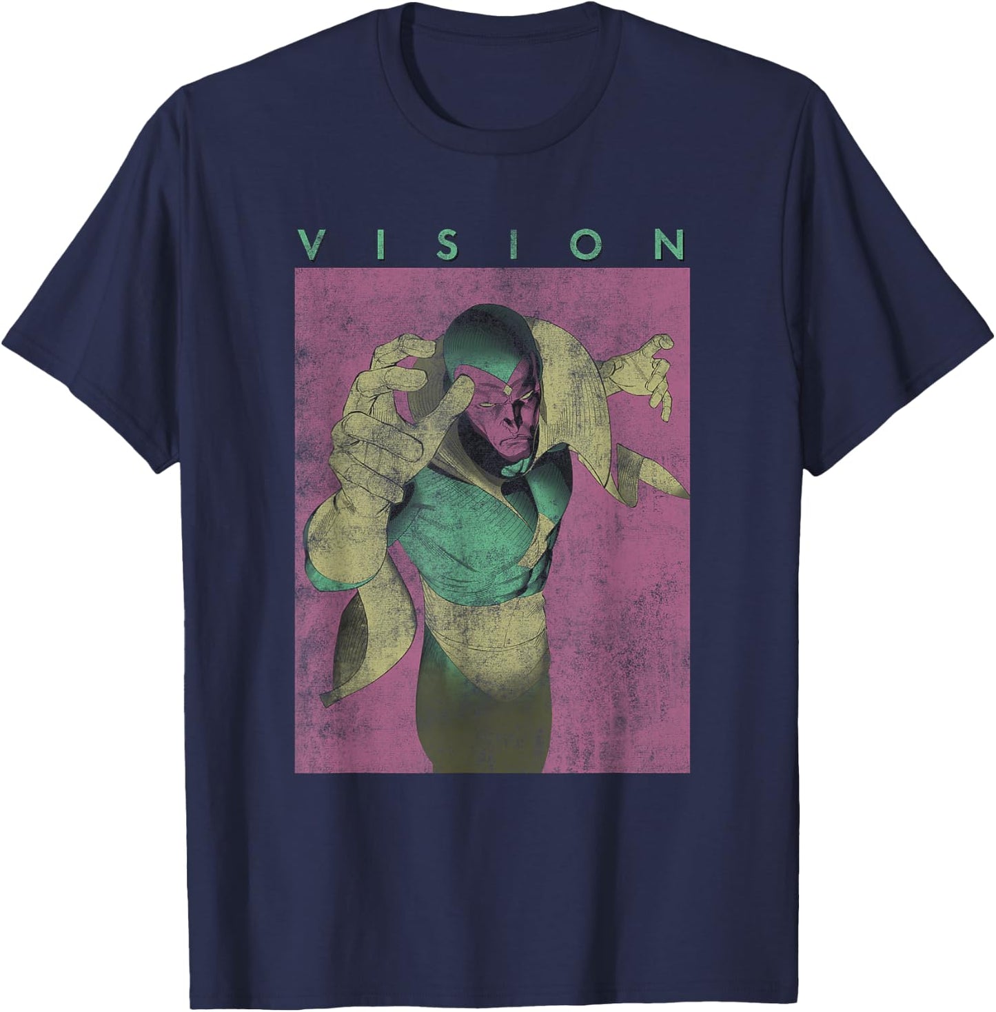 Marvel Comics Retro Classic Vision Flying Distressed Logo T-Shirt - T-Shirt | Navy