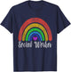 Vintage Retro Social Worker Rainbow Social Work Rainbow T-Shirt - T-Shirt | Navy