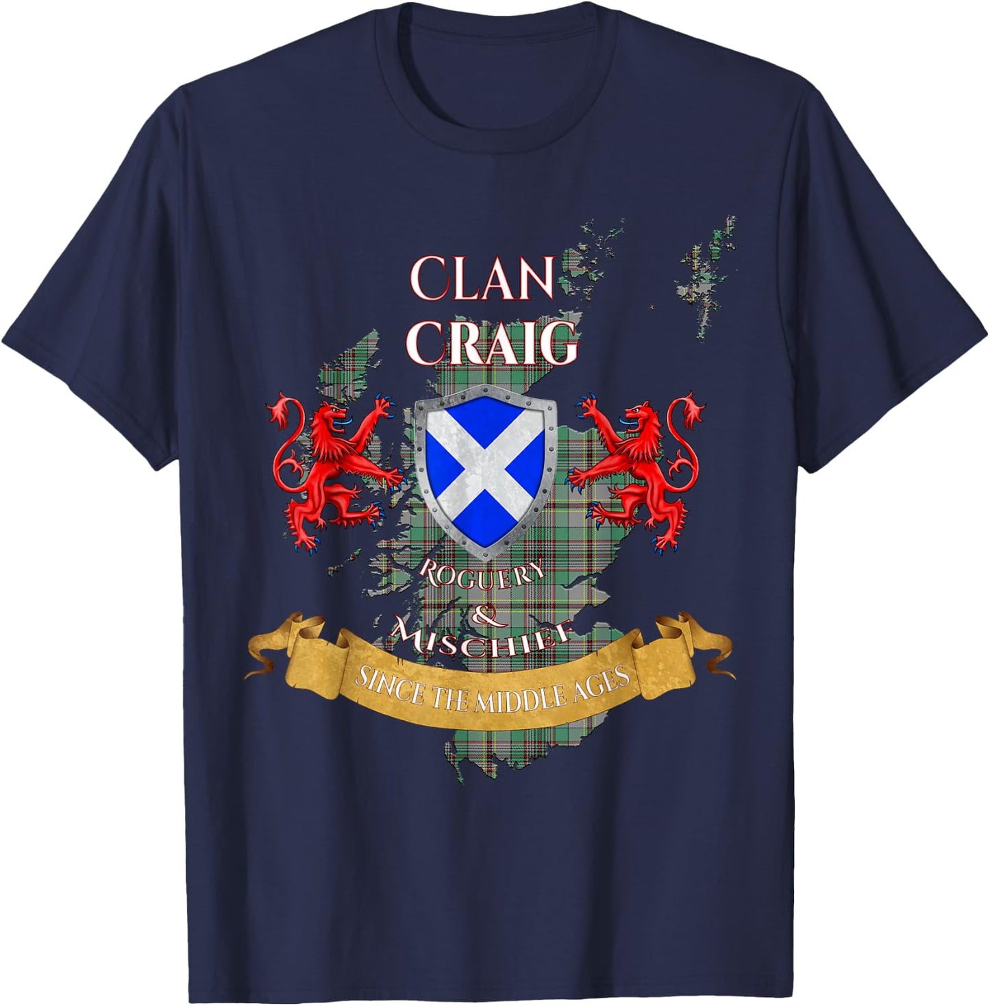 Craig Scottish Family Clan Middle Ages Mischief T-Shirt - T-Shirt | Navy