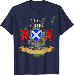 Craig Scottish Family Clan Middle Ages Mischief T-Shirt - T-Shirt | Navy