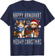 Cat Merry Christmas Happy Hanukkah Jewish Christian Men Women Kids T-Shirt - T-Shirt | Navy