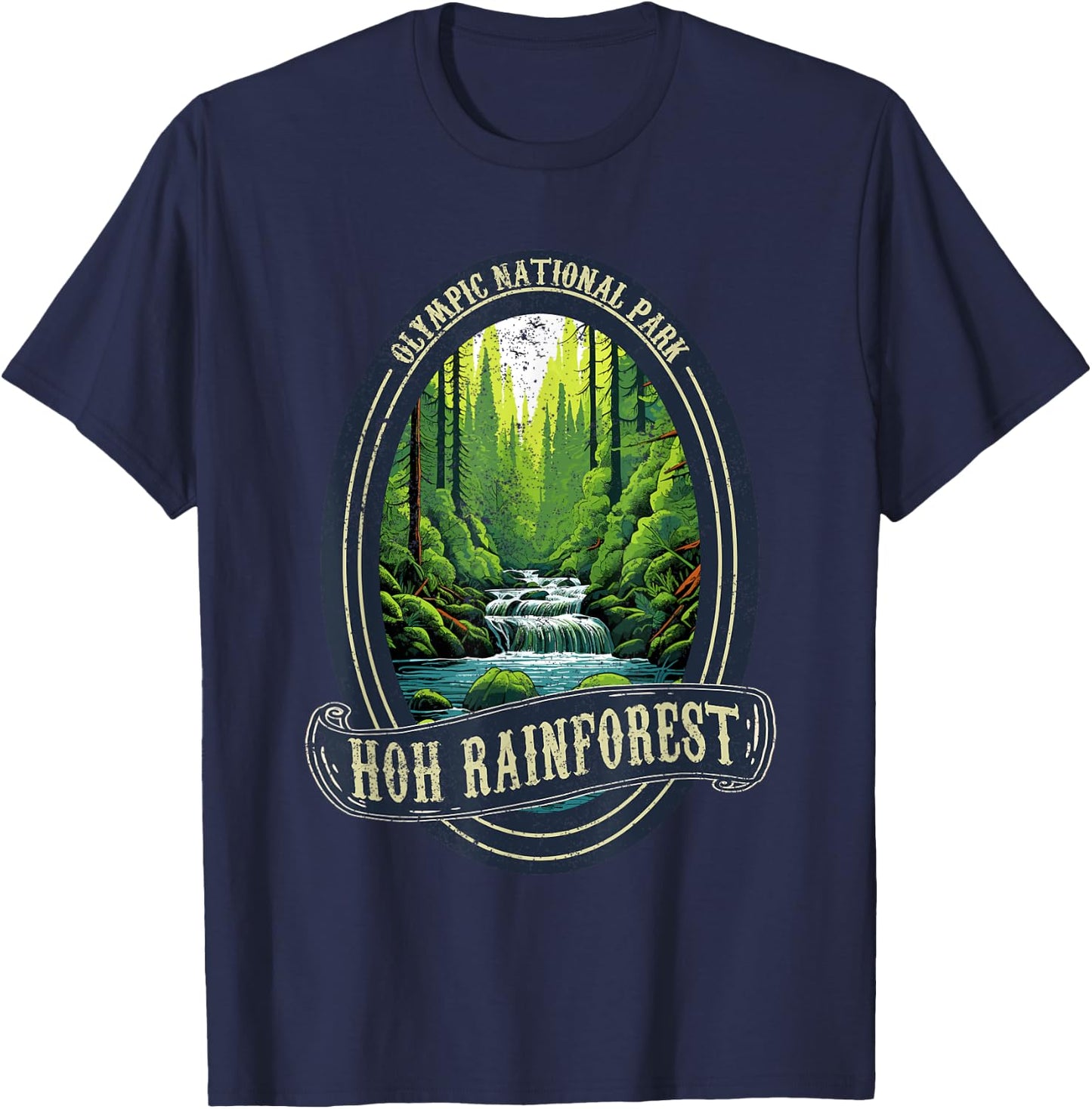 Olympic National Park Washington Hoh Rain Forest T-Shirt - T-Shirt | Navy