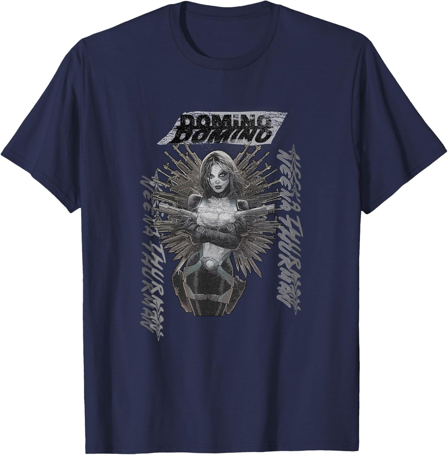 Marvel X-Men Neena Thurman AKA Domino Vintage Shot T-Shirt - T-Shirt | Navy