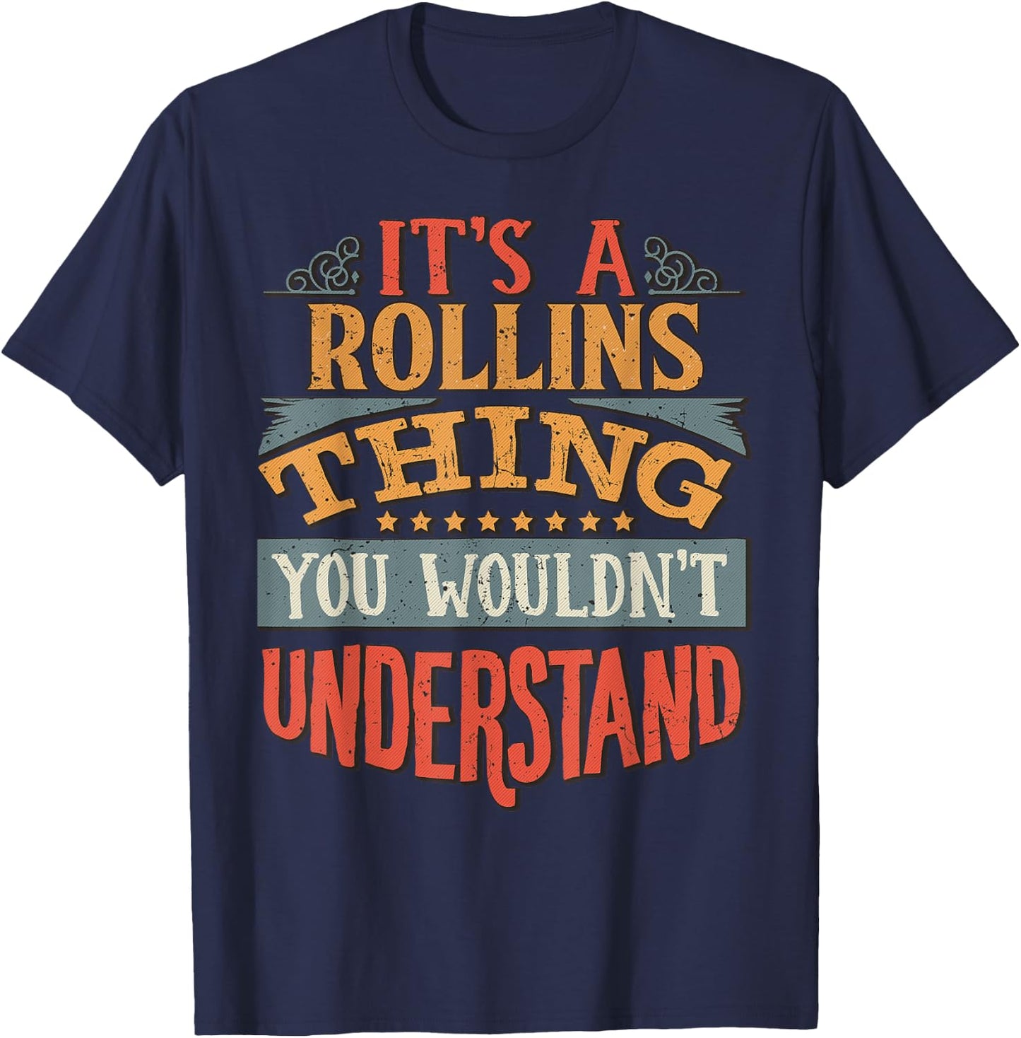 Rollins Name T-Shirt - T-Shirt | Navy