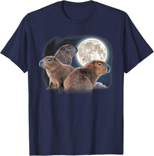 Moon Capybaras Funny Capybara Cute Animal Parody Capibara T-Shirt - T-Shirt | Navy