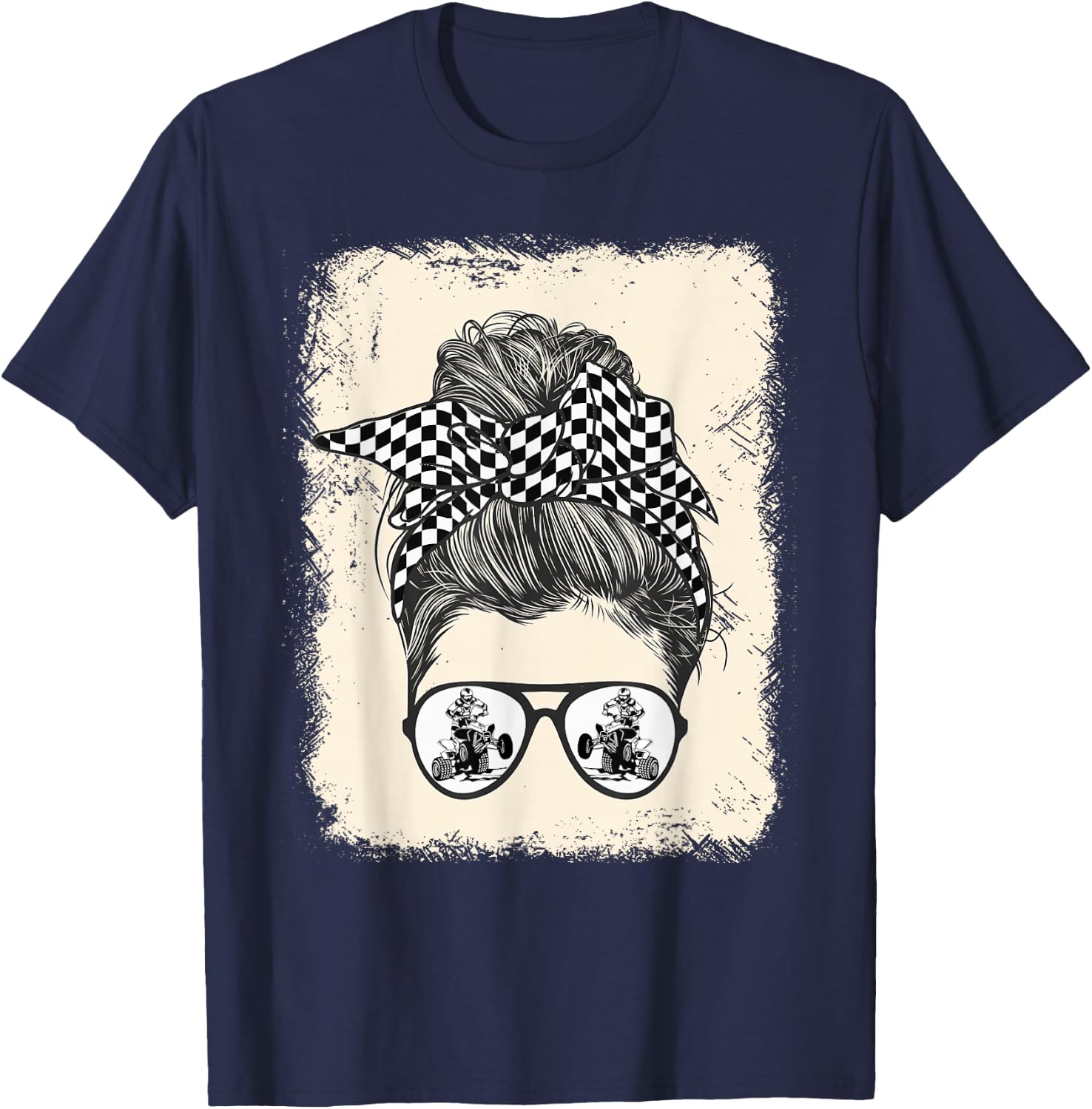 ATV Quad Biker Vintage Racing Mom T-Shirt - T-Shirt | Navy