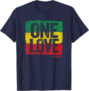 Love Jamaica Reggae Vintage Jamaican Souvenir T-Shirt - T-Shirt | Navy
