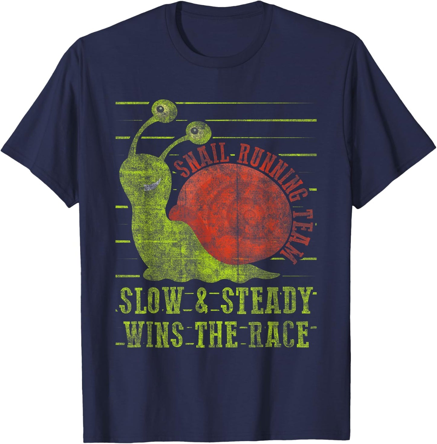 Snail Running Team Slow & Steady Wins The Race Funny Running T-Shirt - T-Shirt | Navy