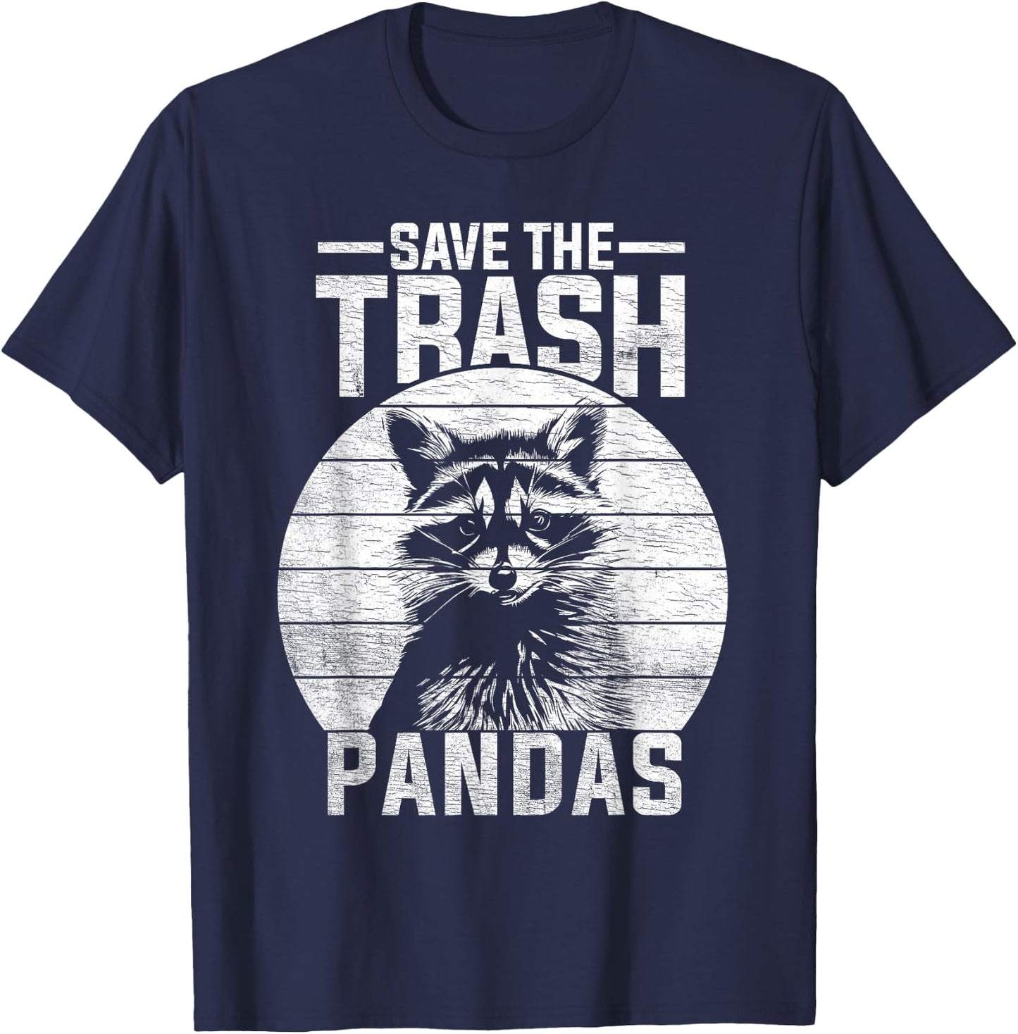Vintage Retro Save The Trash Pandas Funny Raccoon T-Shirt - T-Shirt | Navy