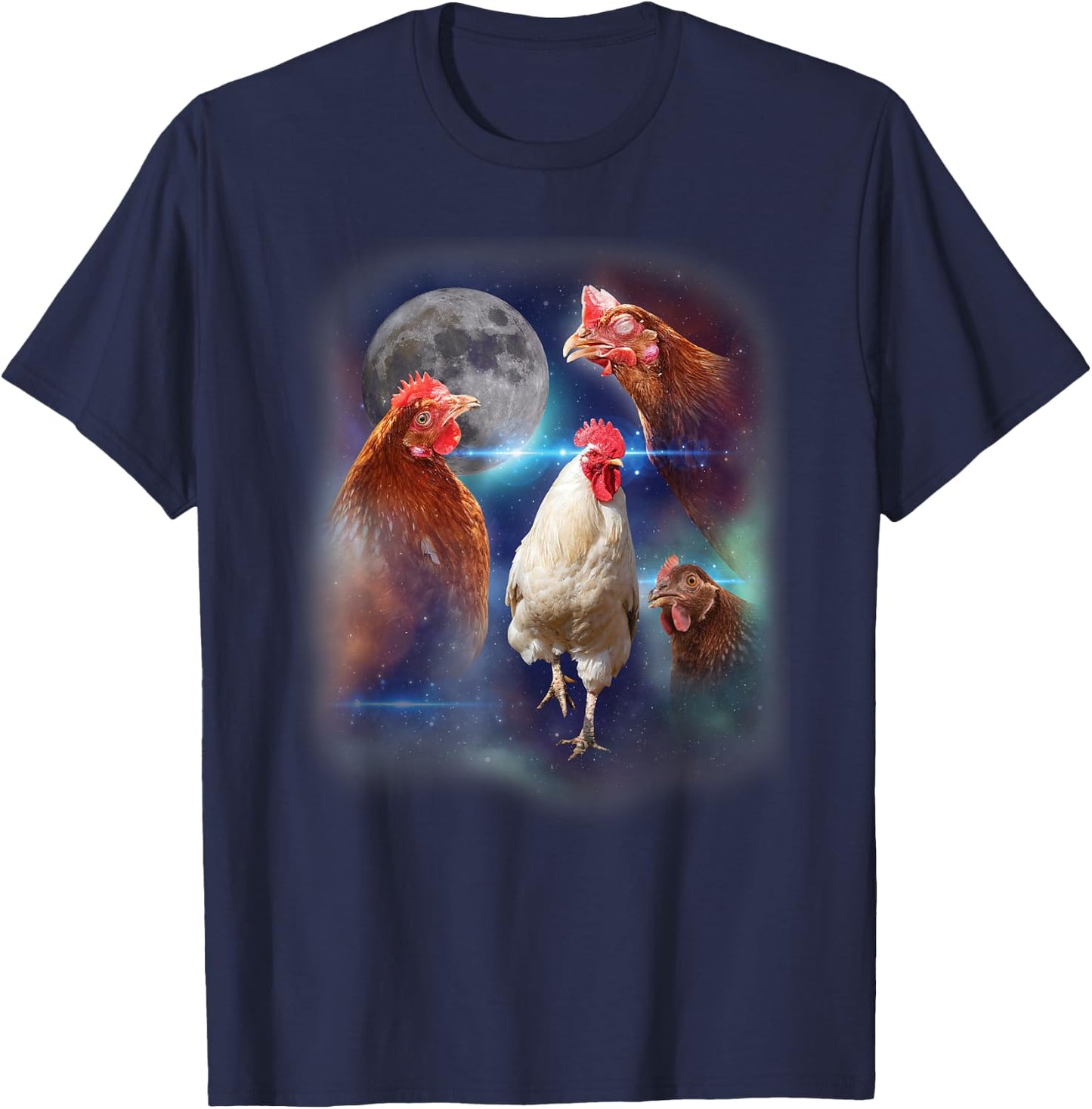 Howling at the Moon Shirt - Funny Chicken Shirt - Chicken T-Shirt - T-Shirt | Navy