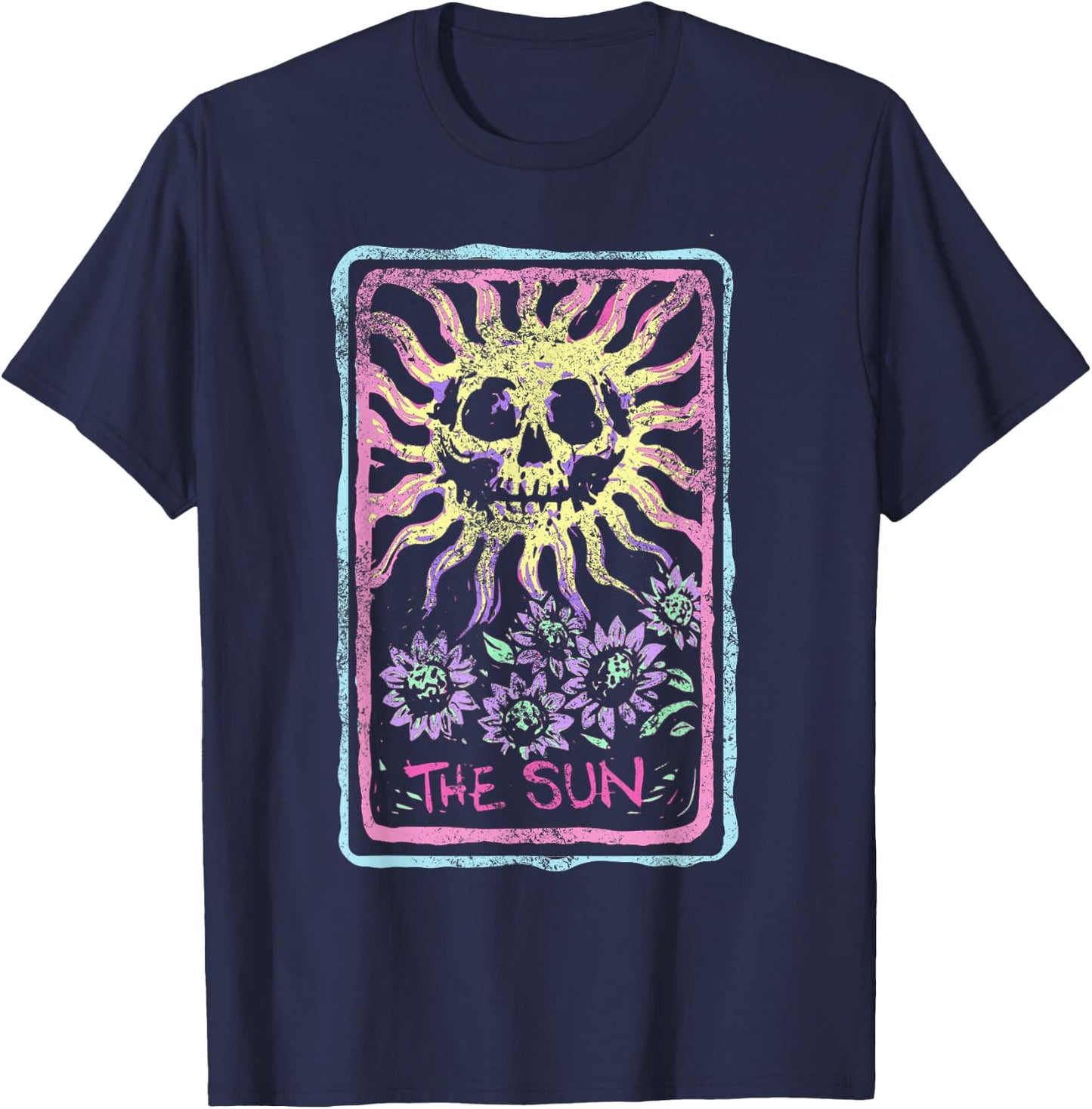 The Sun Death Tarot Card Witchcraft Pastel Goth Skeleton T-Shirt - T-Shirt | Navy