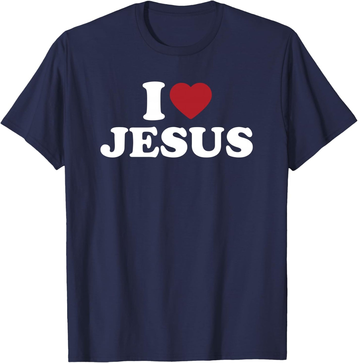 I Love Jesus, I Heart Jesus Red Heart T-Shirt - T-Shirt | Navy