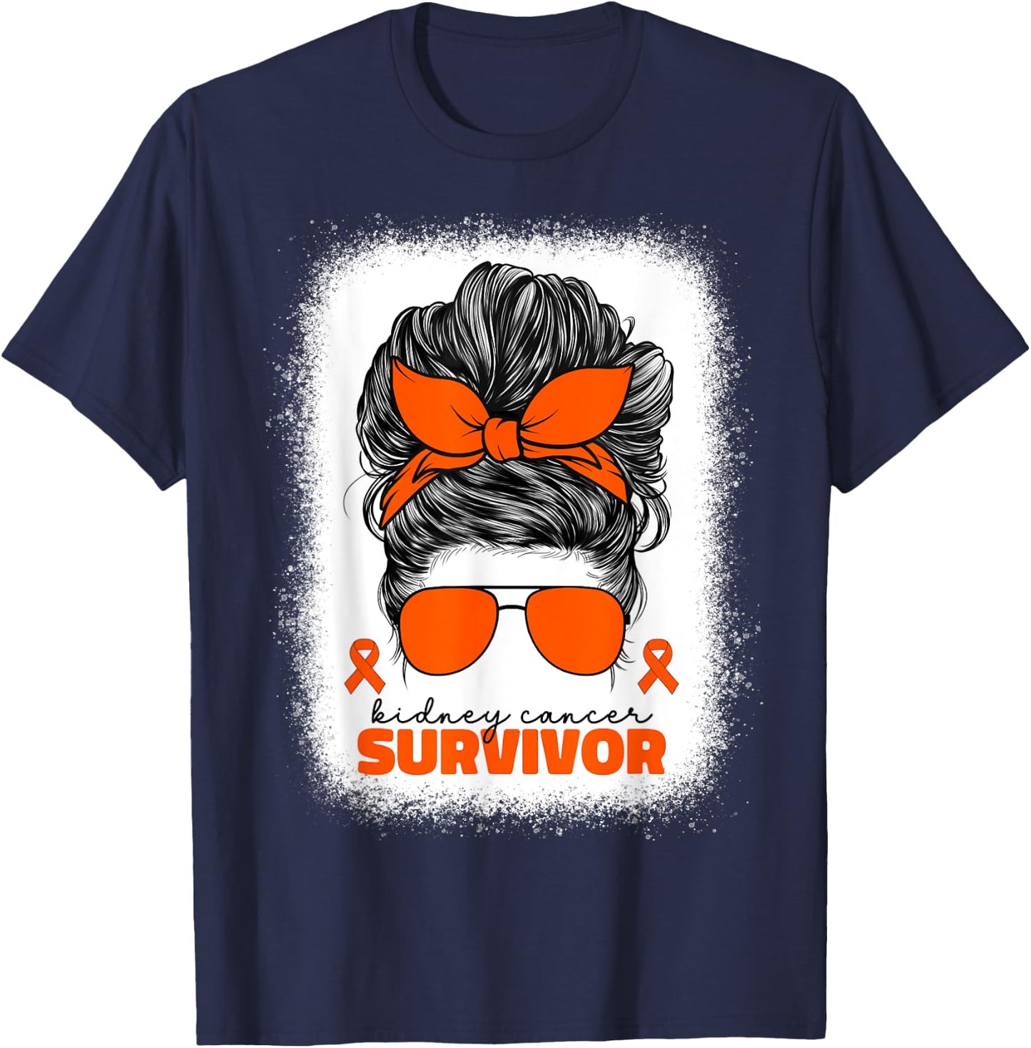 Kidney Cancer Survivor Orange Ribbon Kidney Cancer T-Shirt - T-Shirt | Navy