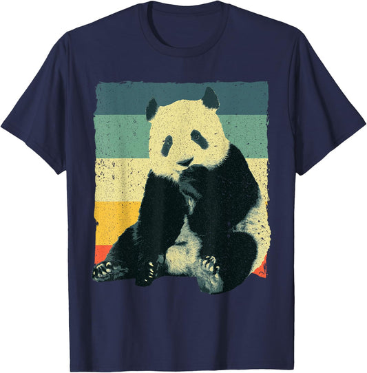 Funny Panda Design Women Kids Retro Panda Bear Lover T-Shirt - T-Shirt | Navy