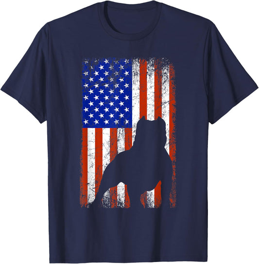 American Bully Bullypit Dog American USA Flag Men Women Kids T-Shirt - T-Shirt | Navy