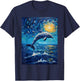 Dolphin Starry Night Van Gogh Style Graphic T-Shirt - T-Shirt | Navy
